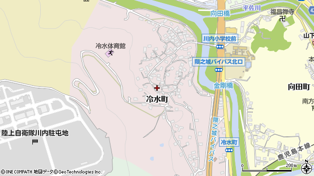 〒895-0053 鹿児島県薩摩川内市冷水町の地図