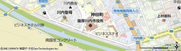 鹿児島県薩摩川内市周辺の地図