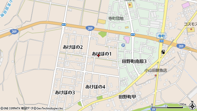 〒889-1703 宮崎県宮崎市田野町あけぼのの地図