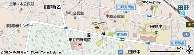 宮崎中央農業協同組合　田野統括支店金融周辺の地図