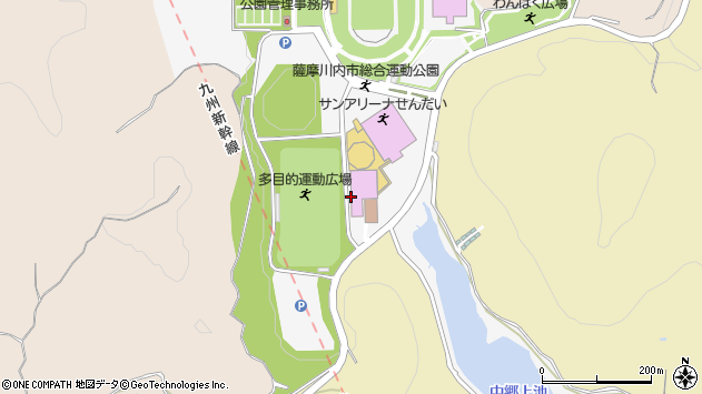 〒895-0214 鹿児島県薩摩川内市運動公園町３０３０番地の地図