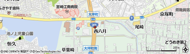 宮崎県宮崎市大坪町西六月周辺の地図