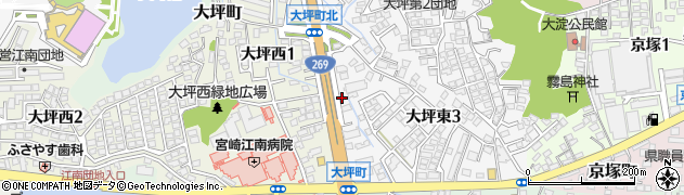 宮崎京塚簡易郵便局周辺の地図