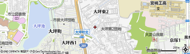 宮崎県宮崎市大坪東周辺の地図
