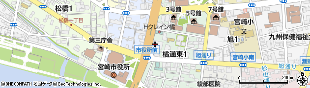 宮崎銀行宮崎支店周辺の地図