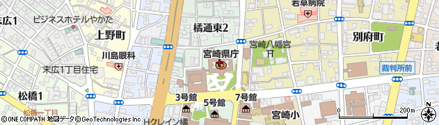 宮崎県庁県議会　事務局県民連合宮崎控室周辺の地図