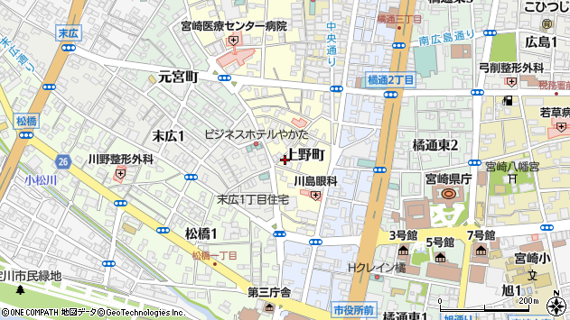 〒880-0011 宮崎県宮崎市上野町の地図