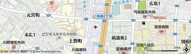 宮崎県宮崎市橘通西周辺の地図