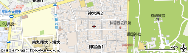 宮崎県宮崎市神宮西周辺の地図