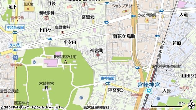 〒880-0054 宮崎県宮崎市神宮町の地図