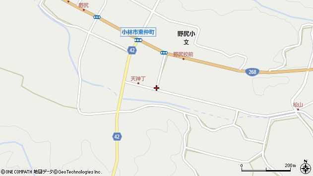 〒886-0212 宮崎県小林市野尻町東麓の地図