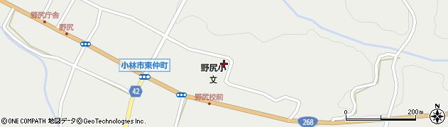 宮崎県小林市野尻町東麓25周辺の地図