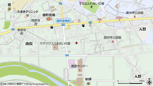 〒880-1303 宮崎県東諸県郡綾町南俣の地図