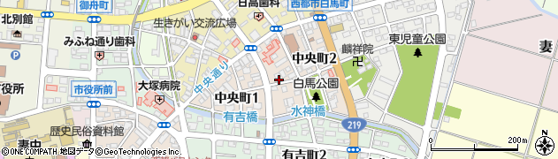 宮崎県西都市中央町周辺の地図