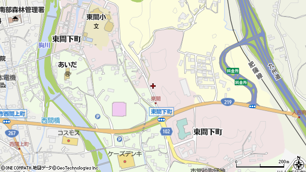 〒868-0044 熊本県人吉市東間下町の地図