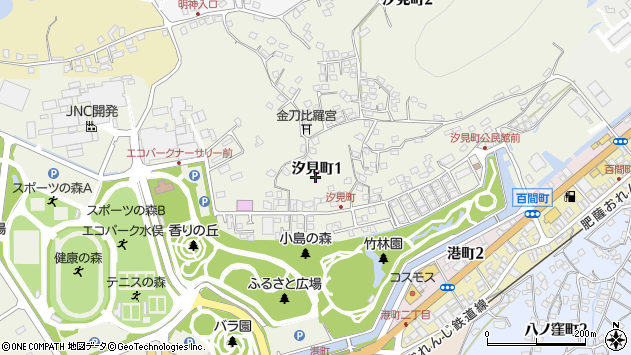 〒867-0054 熊本県水俣市汐見町の地図