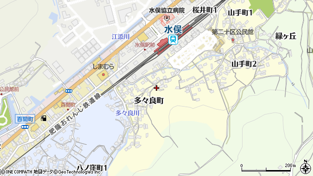 〒867-0048 熊本県水俣市多々良町の地図