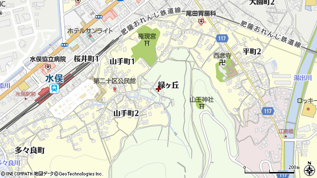 〒867-0047 熊本県水俣市緑ケ丘の地図
