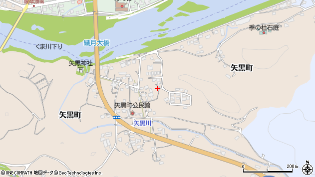 〒868-0075 熊本県人吉市矢黒町の地図