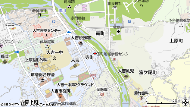 〒868-0056 熊本県人吉市寺町の地図