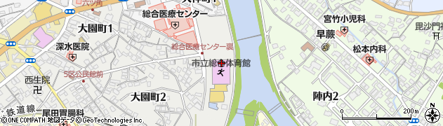 熊本県水俣市中央公園周辺の地図