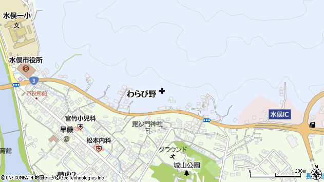 〒867-0004 熊本県水俣市わらび野の地図