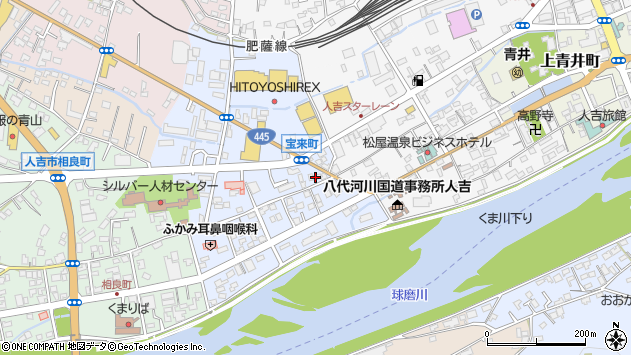 〒868-0011 熊本県人吉市宝来町の地図