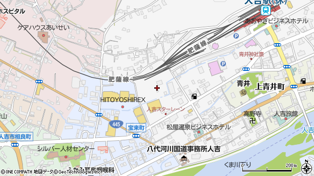 〒868-0007 熊本県人吉市下青井町の地図