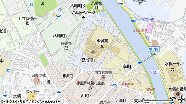 〒867-0063 熊本県水俣市洗切町の地図