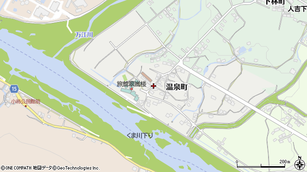 〒868-0084 熊本県人吉市温泉町の地図