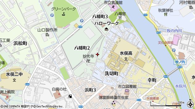 〒867-0061 熊本県水俣市八幡町の地図