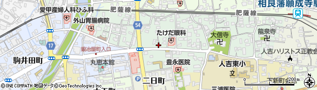 熊本日日新聞人吉販売センター周辺の地図