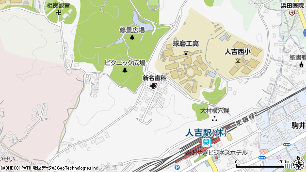 〒868-0016 熊本県人吉市城本町の地図