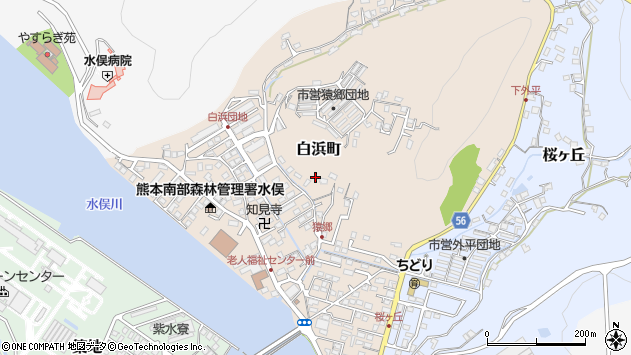 〒867-0006 熊本県水俣市白浜町の地図