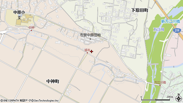 〒868-0085 熊本県人吉市中神町の地図