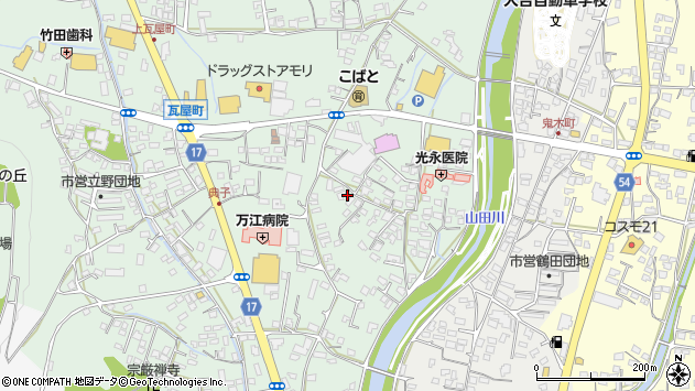 〒868-0025 熊本県人吉市瓦屋町の地図