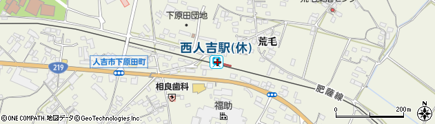 西人吉駅周辺の地図