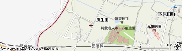 熊本県人吉市下原田町（瓜生田）周辺の地図
