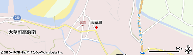 天草郵便局周辺の地図