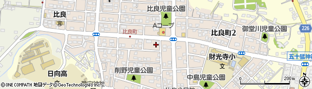 宮崎県日向市比良町周辺の地図