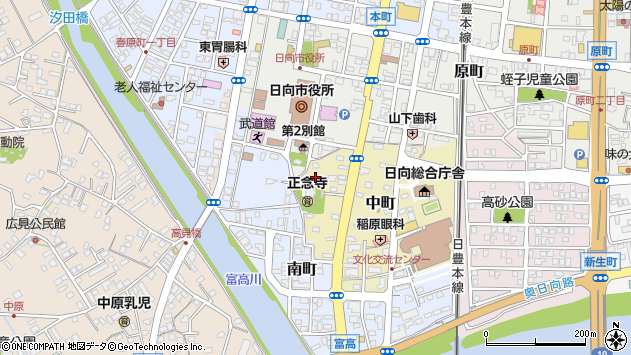 〒883-0046 宮崎県日向市中町の地図