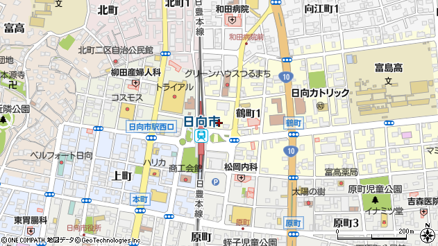 〒883-0052 宮崎県日向市鶴町の地図