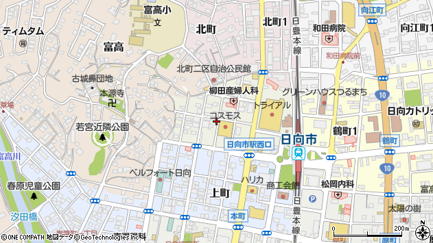〒883-0043 宮崎県日向市都町の地図