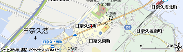 熊本県八代市日奈久浜町周辺の地図