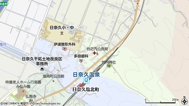 〒869-5143 熊本県八代市日奈久竹之内町の地図