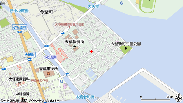 〒863-0013 熊本県天草市今釜新町の地図