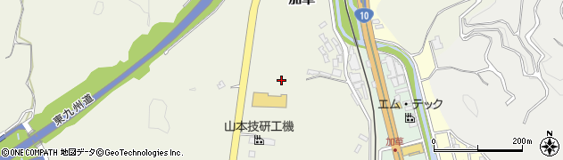 宮崎県東臼杵郡門川町加草周辺の地図