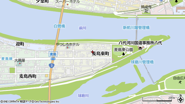 〒866-0051 熊本県八代市麦島東町の地図
