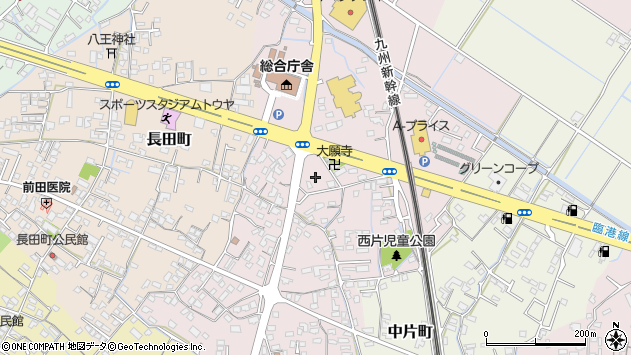 〒866-0811 熊本県八代市西片町の地図