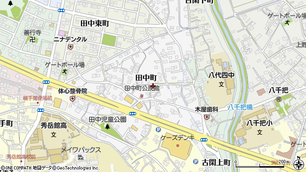 〒866-0872 熊本県八代市田中町の地図